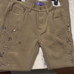 Ralph Lauren Purple Label Brown Embellished Pants